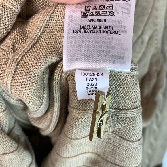 Club Room Light Tan  Quarter Zip Cotton Blend Cable Knit Sweater Men’s L NWT - Picture 6 of 7
